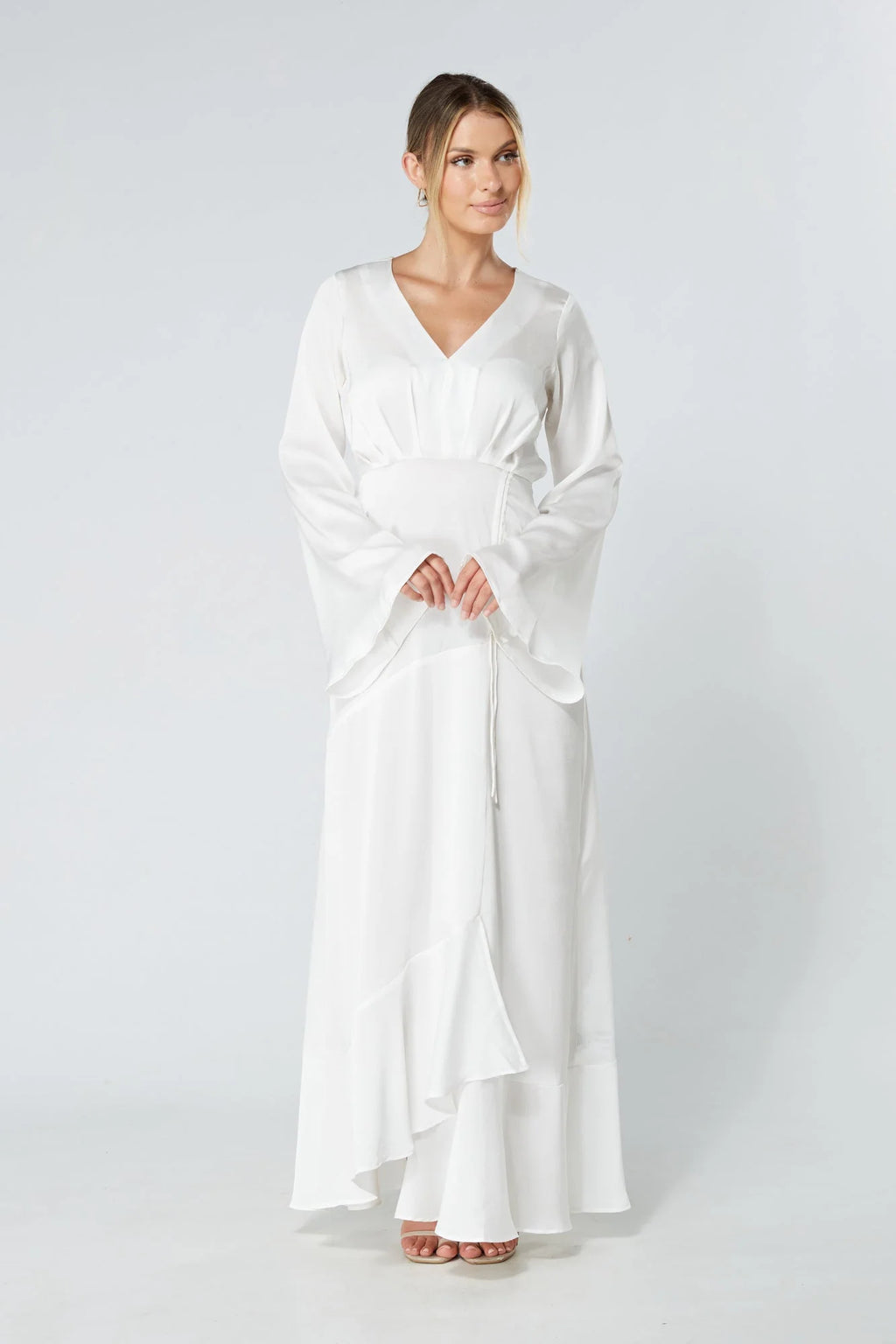 Lucia Kimono Sleeves Maxi Dress White