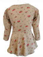 Bella beige floral front knotted top