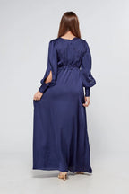 Romy Knotted Front Navy Crepe Maxi Dress