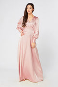 Gabriella Pink Satin Maxi Dress