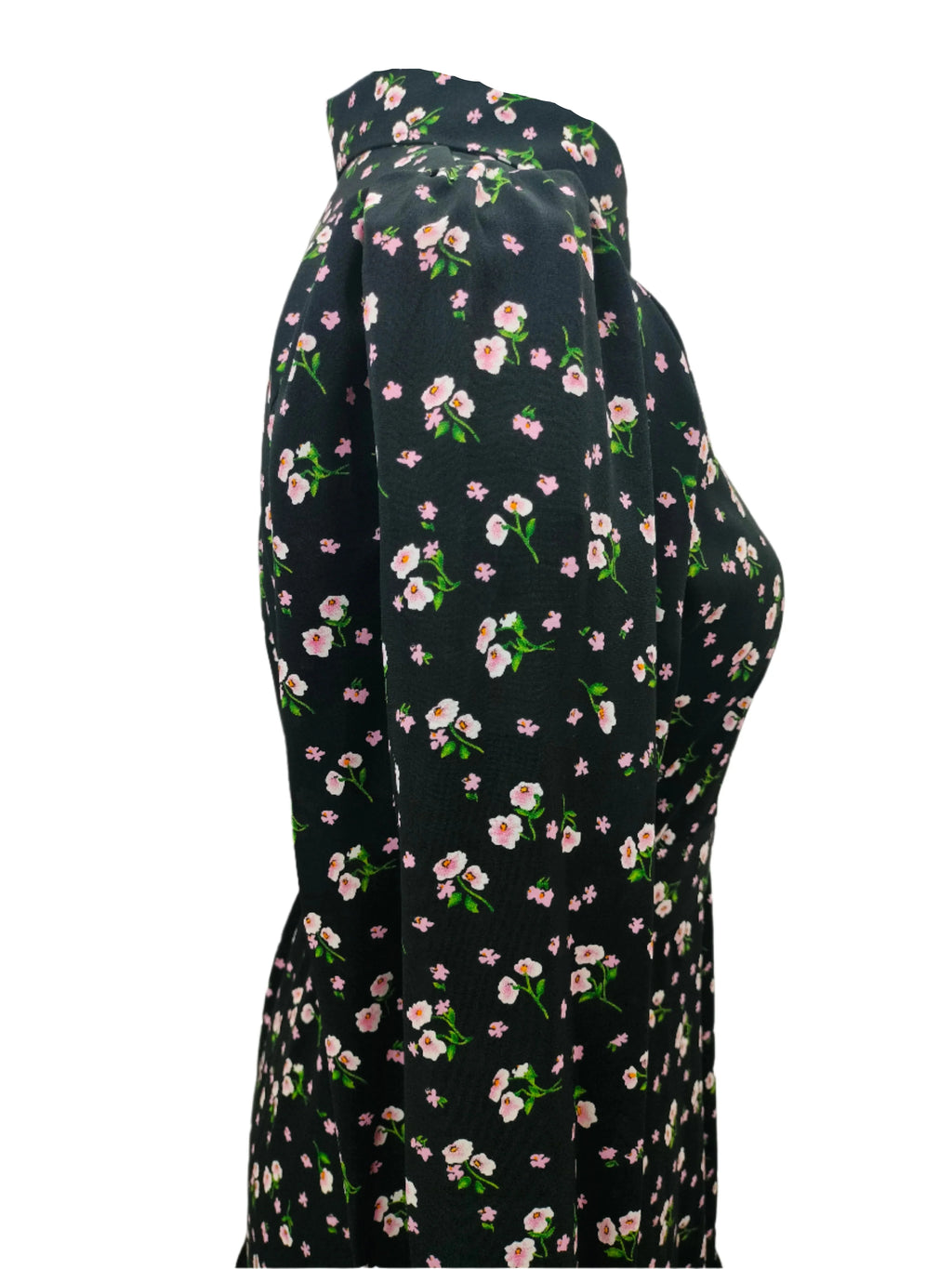 Eleanor Black Midi Dress With Belted Front