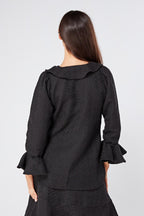 Arabella Black Top With Oversized Collar
