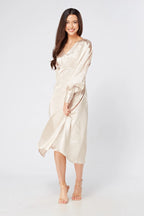 Gabriella Cream Satin Midi Dress