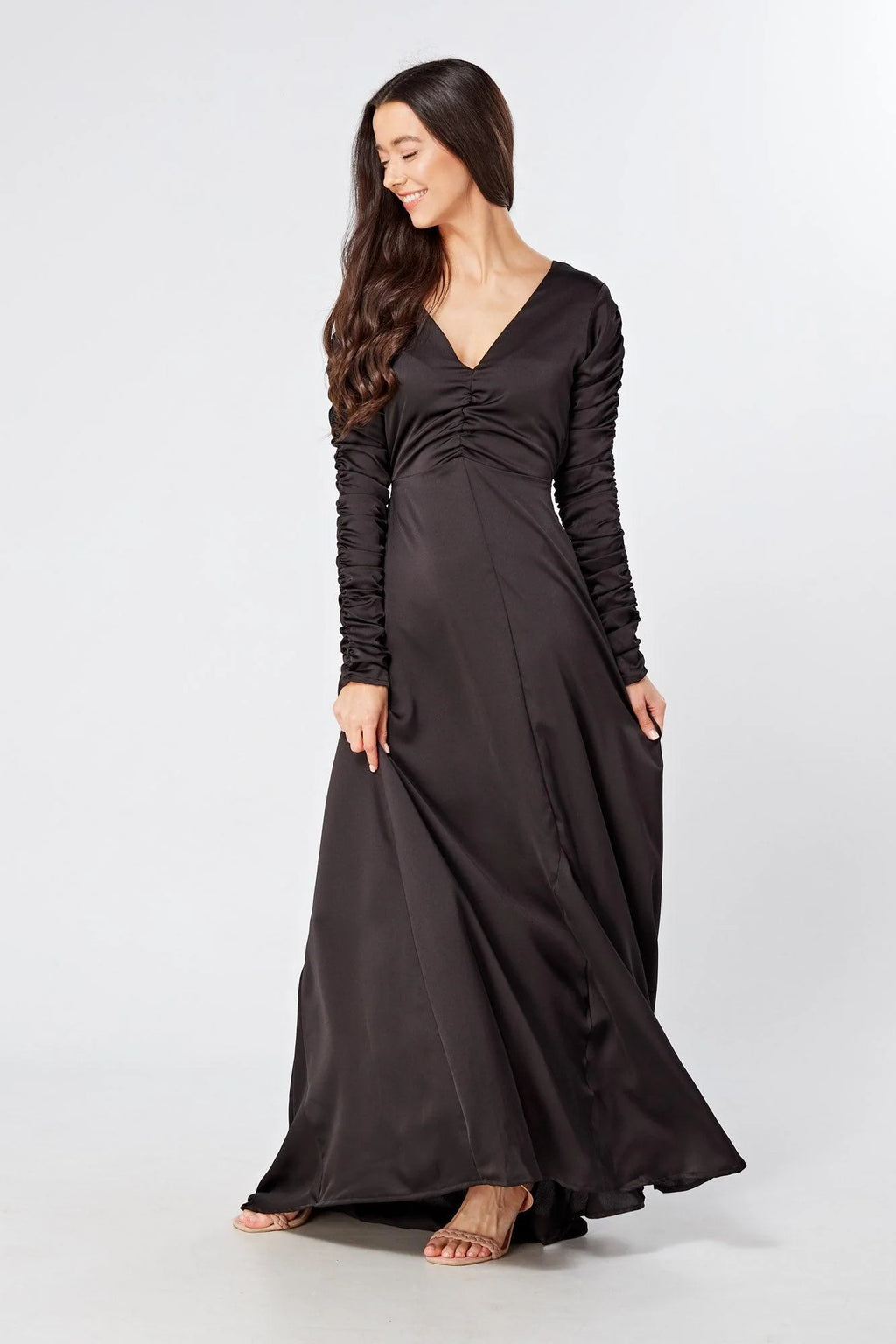 Ella Black Crepe Maxi Dress