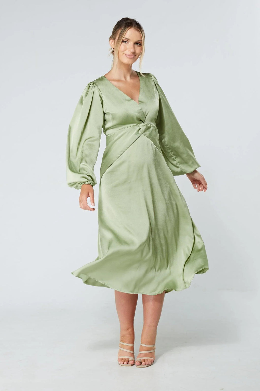 Calissa Olive Crepe Midaxi Dress