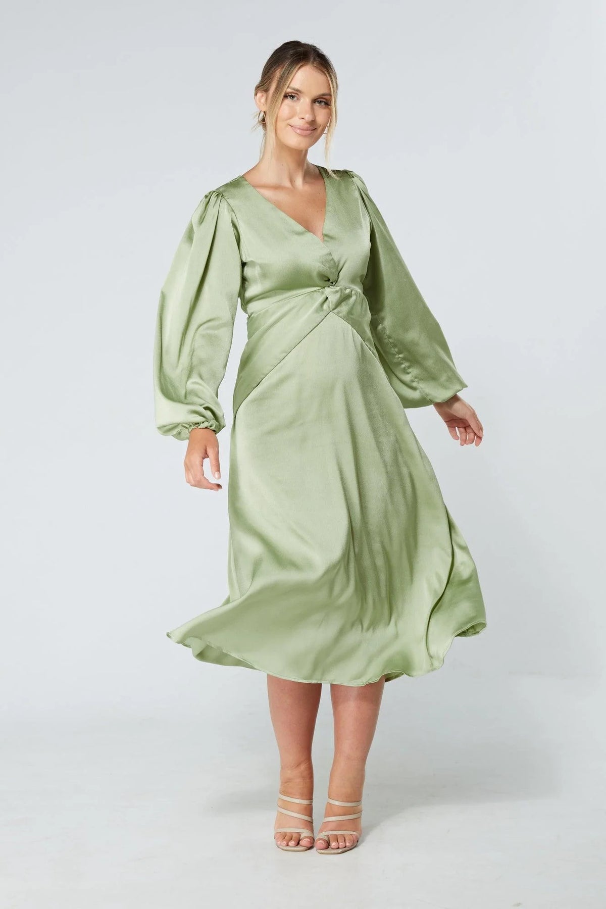 Calissa Olive Crepe Midaxi Dress
