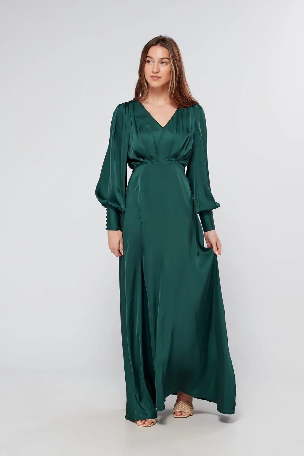 Layla Emerald Green Satin Maxi Dress