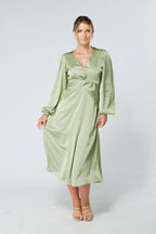 Calissa Olive Crepe Midaxi Dress