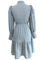 Eleanor Blue Midi Dress With Belted Front