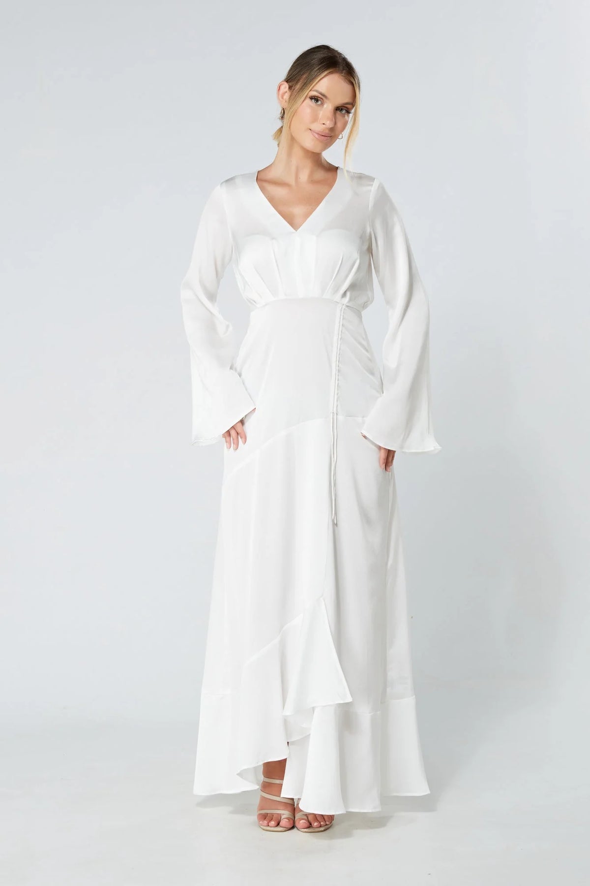 Lucia Kimono Sleeves Maxi Dress White