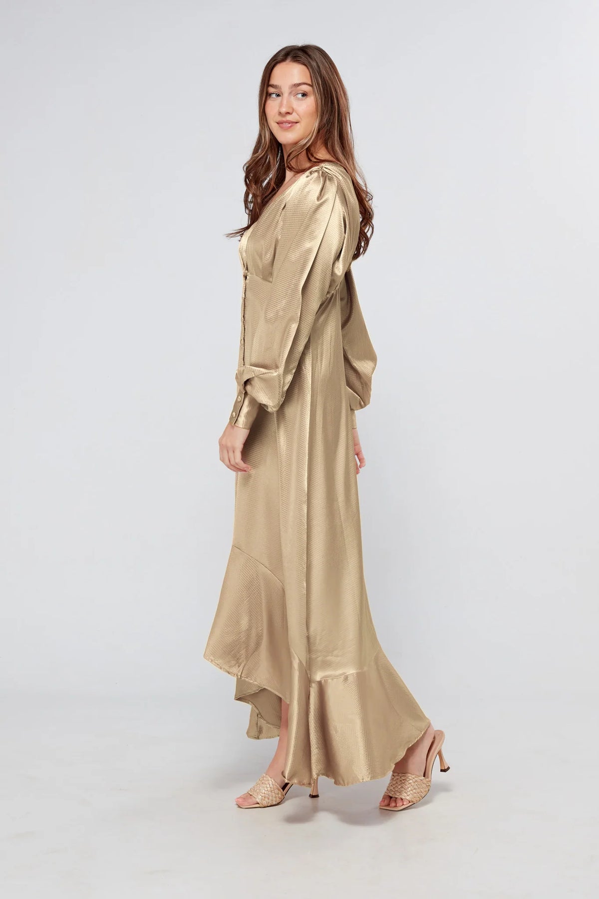 Charlize Light Gold Maxi Dress