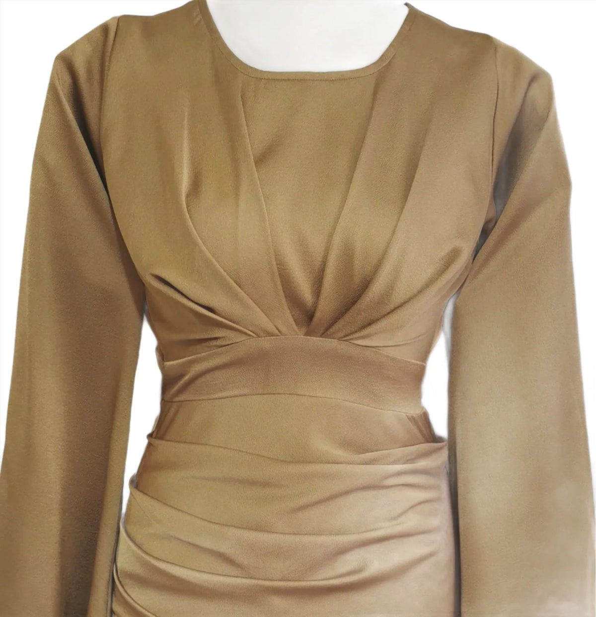 Amaya dark gold maxi dress with wide sleeves