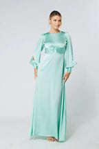 Lila Aqua Knotted Front Crepe Maxi Dress