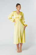 Calissa Yellow Satin Midaxi Dress