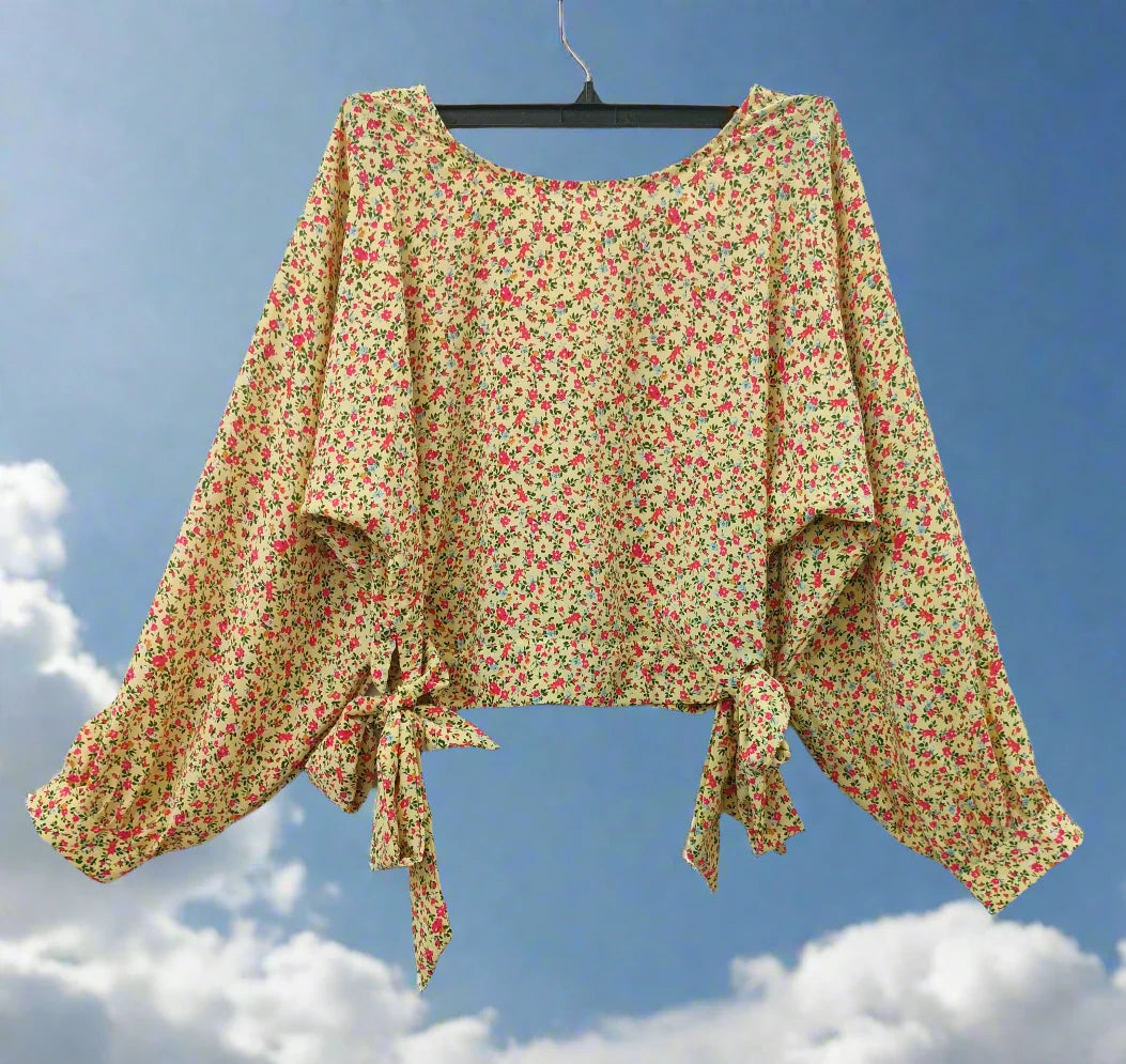 Khloe green floral printed crop top