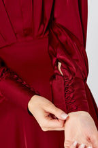 Norina Deep Red Satin Maxi Dress