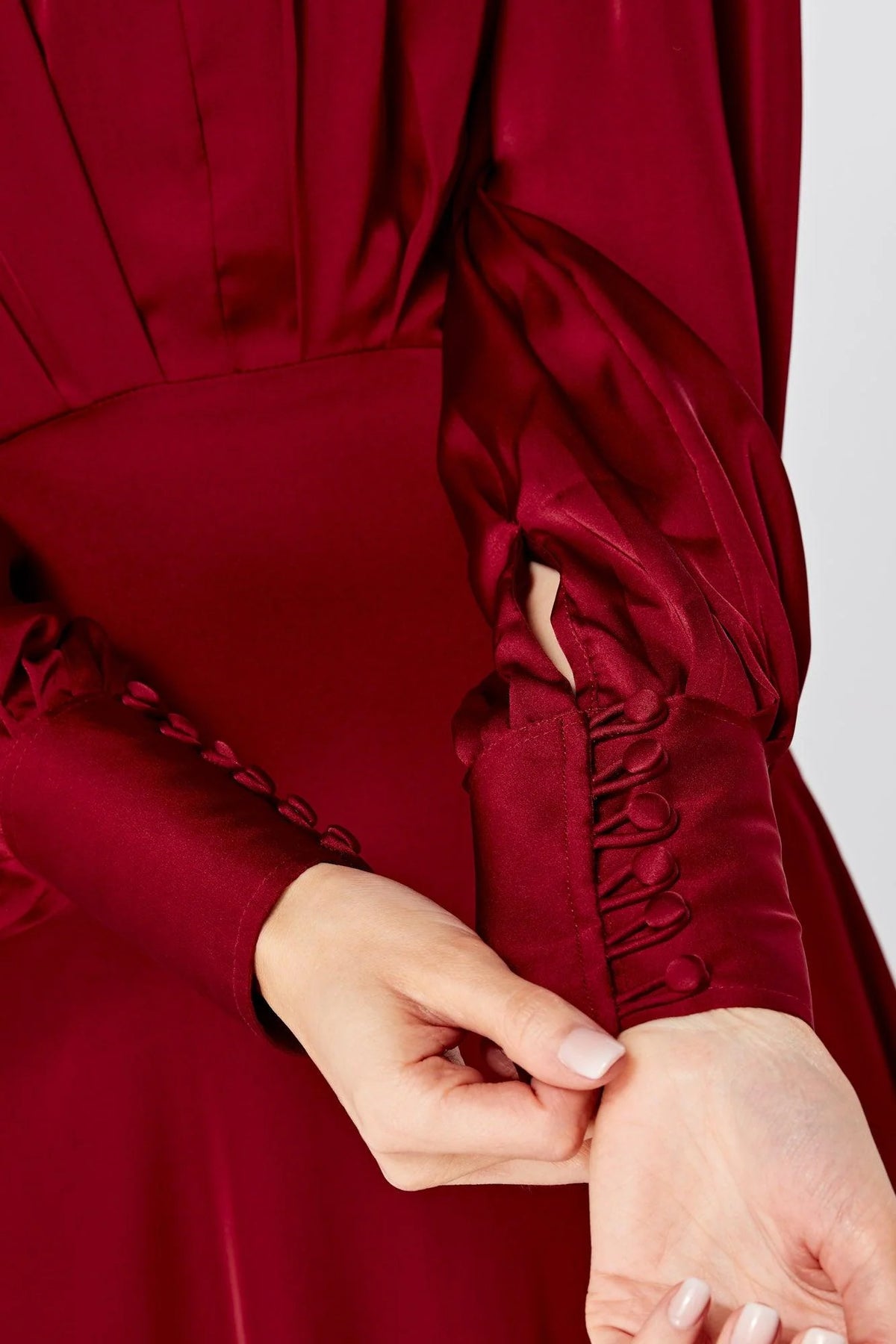 Norina Deep Red Satin Maxi Dress