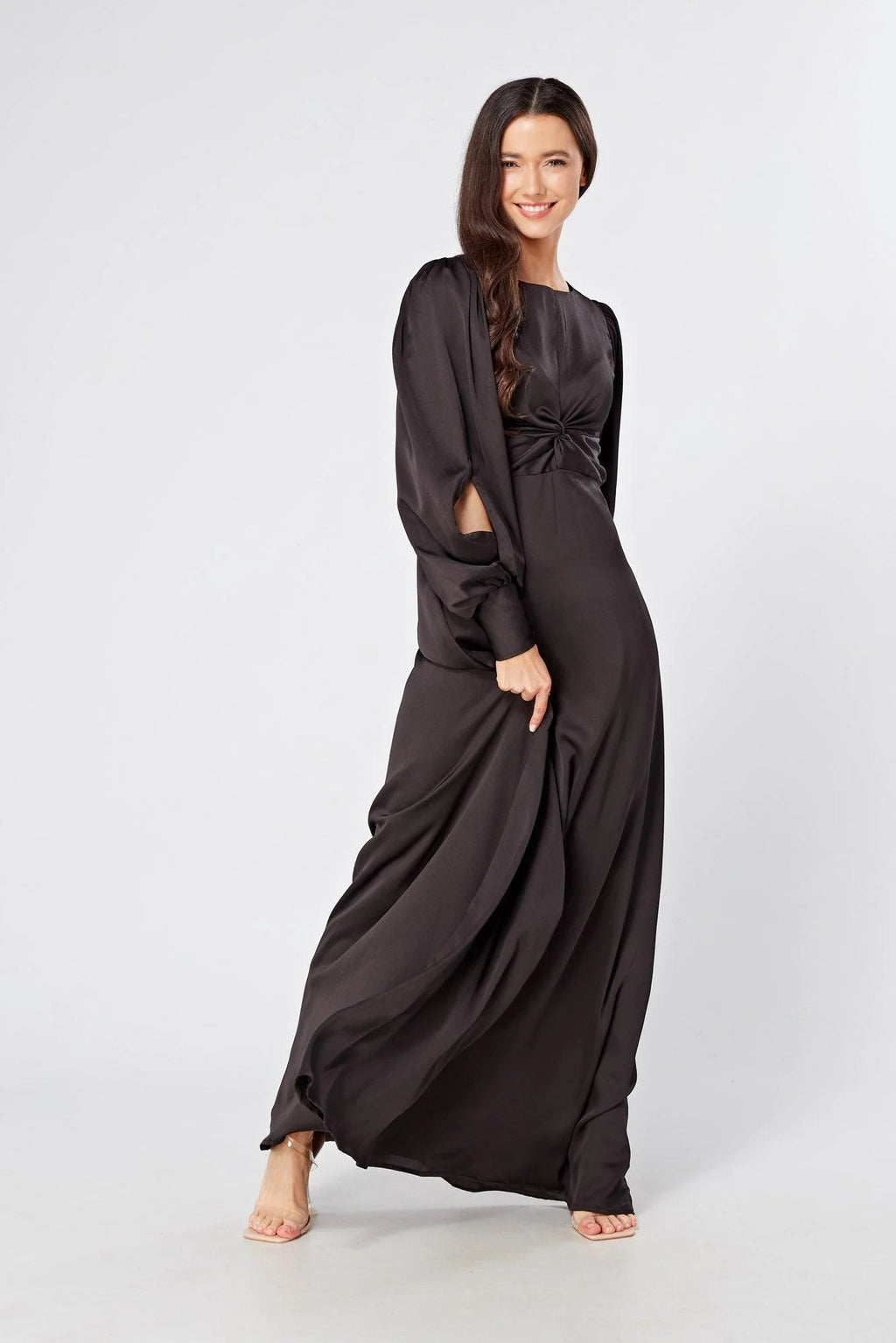 Lila Black Knotted Front Maxi Dress