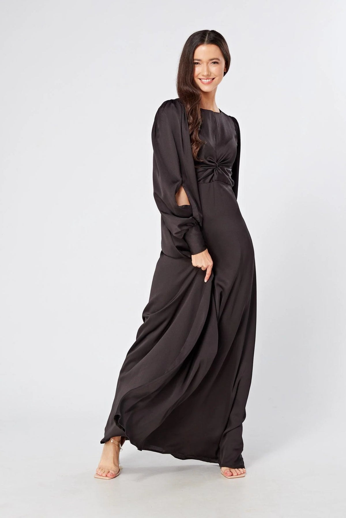 Lila Black Knotted Front Maxi Dress