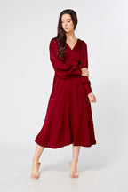 Nora Deep Red Satin Midi Dress