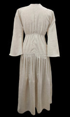 Edna Off White Maxi Dress With Black Belt