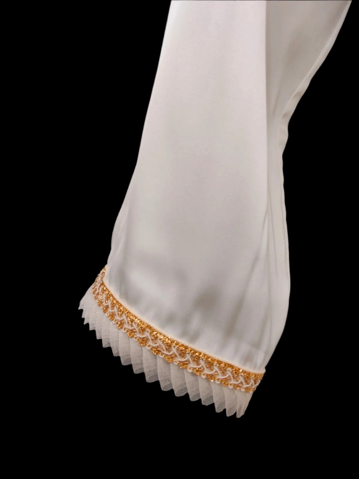 Safa Off White Golden Premium Satin Kameez