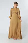 Lila Gold Knotted Front Maxi Dress
