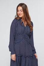 Nikita Navy Dotted Midi Dress