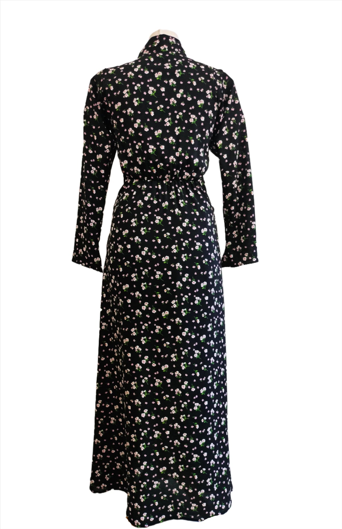 Priscilla black floral maxi dress
