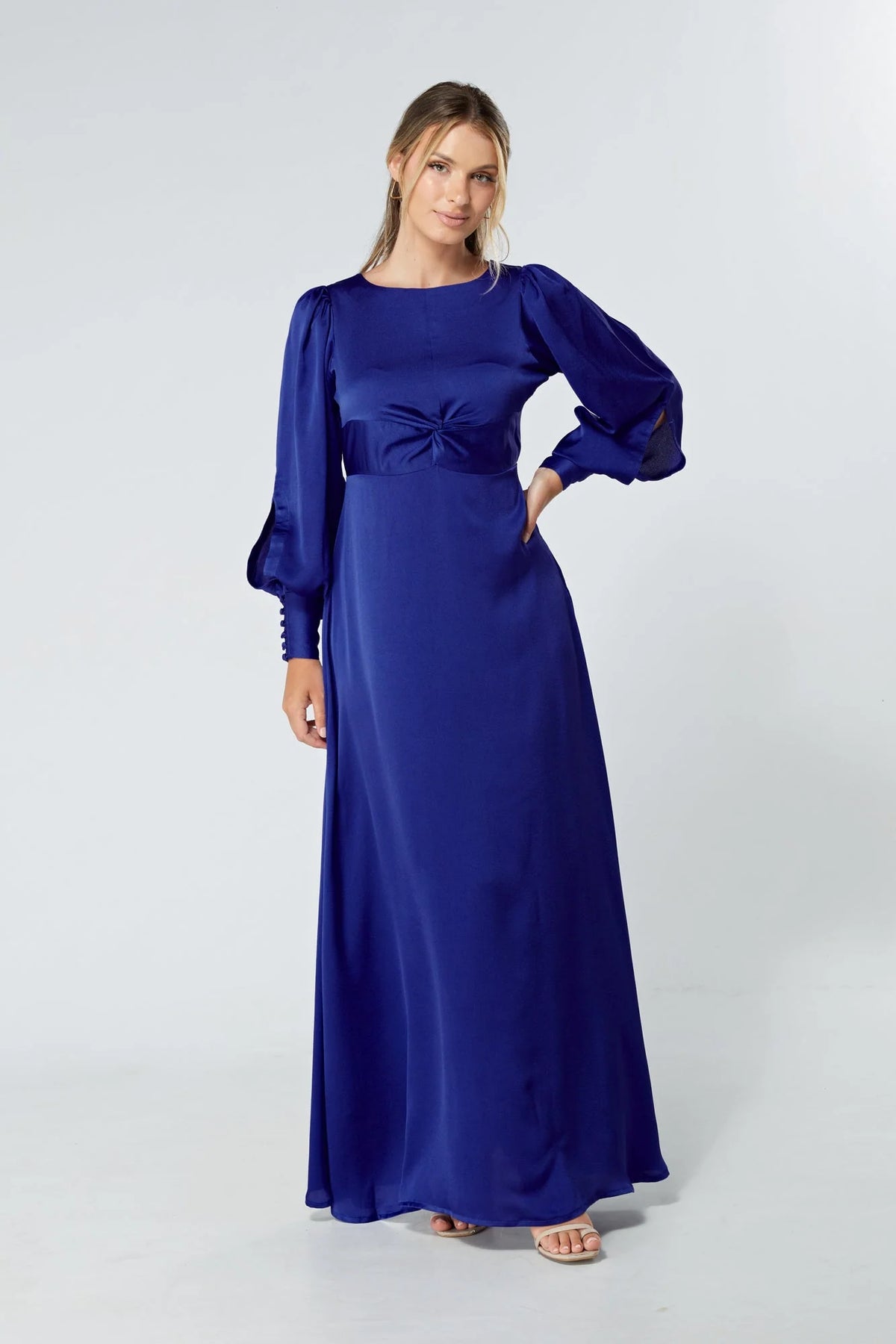 Lila Cobalt Blue Knotted Front Maxi Dress