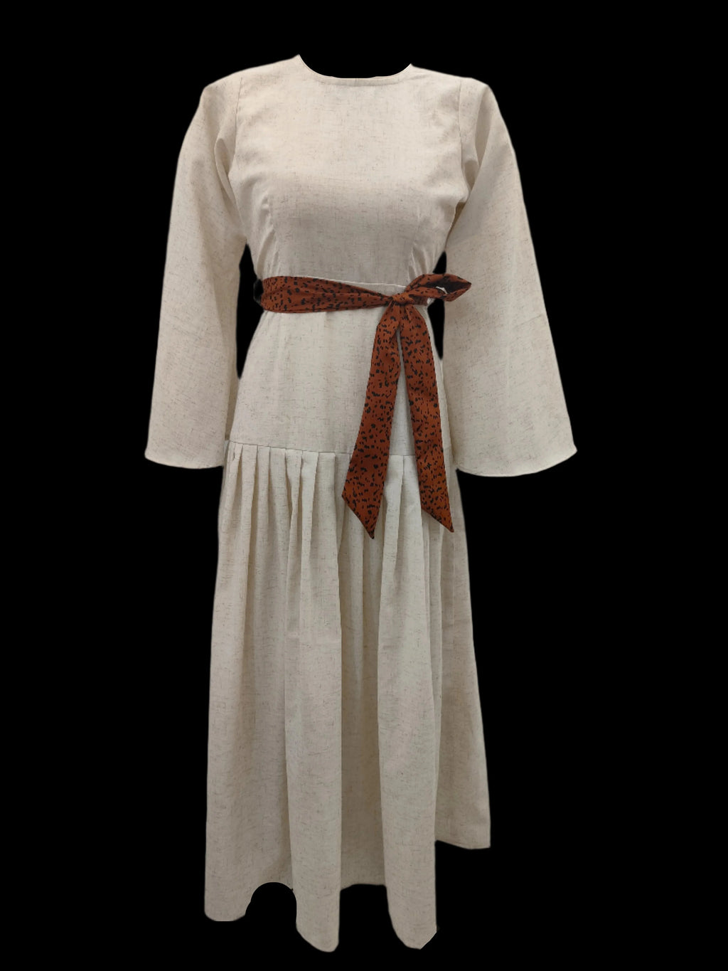 Edna Off White Maxi Dress With Brown Belt