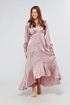 Charlize Dusty Pink Buttoned Front Maxi Dress