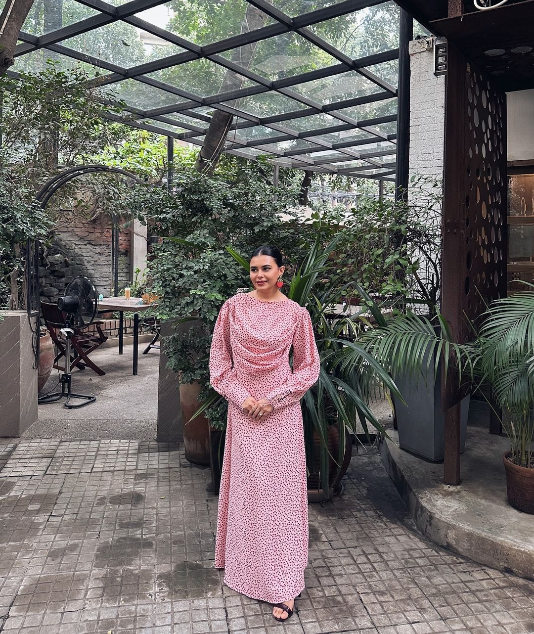 Elora floral printed pink maxi dress