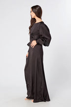 Lara Black Knotted Front Soft Crepe Maxi Dress