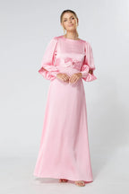 Lila Light Pink Knotted Front Crepe Maxi Dress