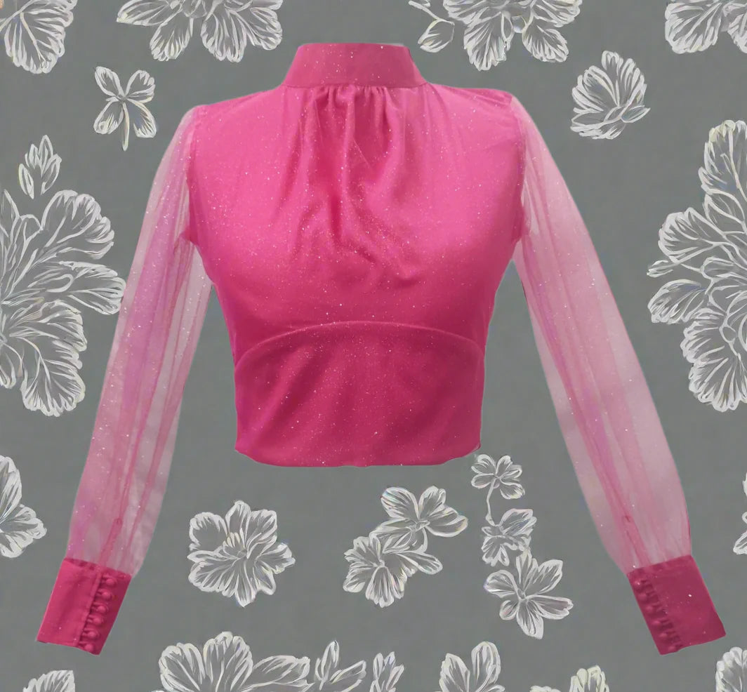 Tracy Pink Glitter Crop Top