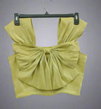 Soomin Shimmery Green Crop Top With Oversized Bow