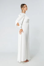 Lila White Knotted Front Soft Crepe Maxi Dress