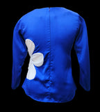 Indigo Blue White Top With Drawstrings