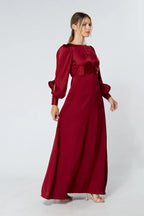 Lila Deep Red Knotted Front Maxi Dress