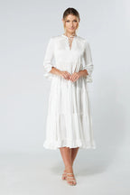 Gia White Tiered Maxi Dress