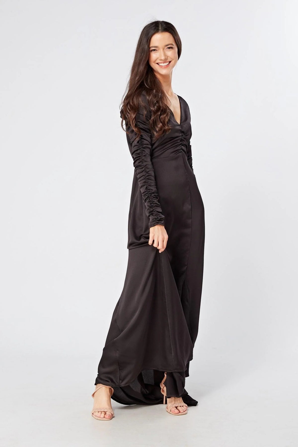 Ella Black Crepe Maxi Dress