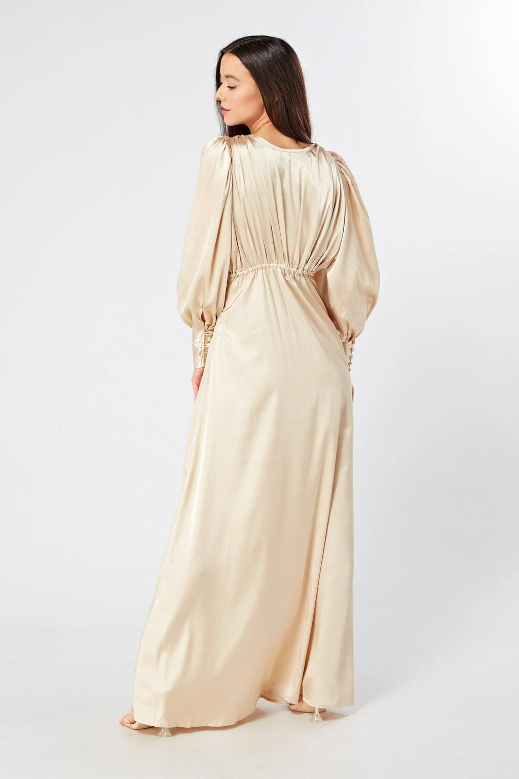 Gabriella Ivory Cream Maxi Satin Dress