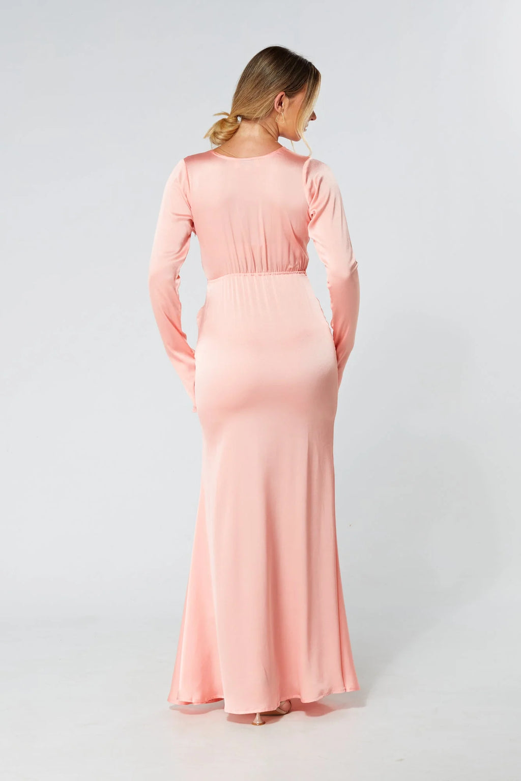 Alessandra Blush Satin Crepe Maxi Dress