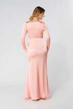 Alessandra Blush Satin Crepe Maxi Dress