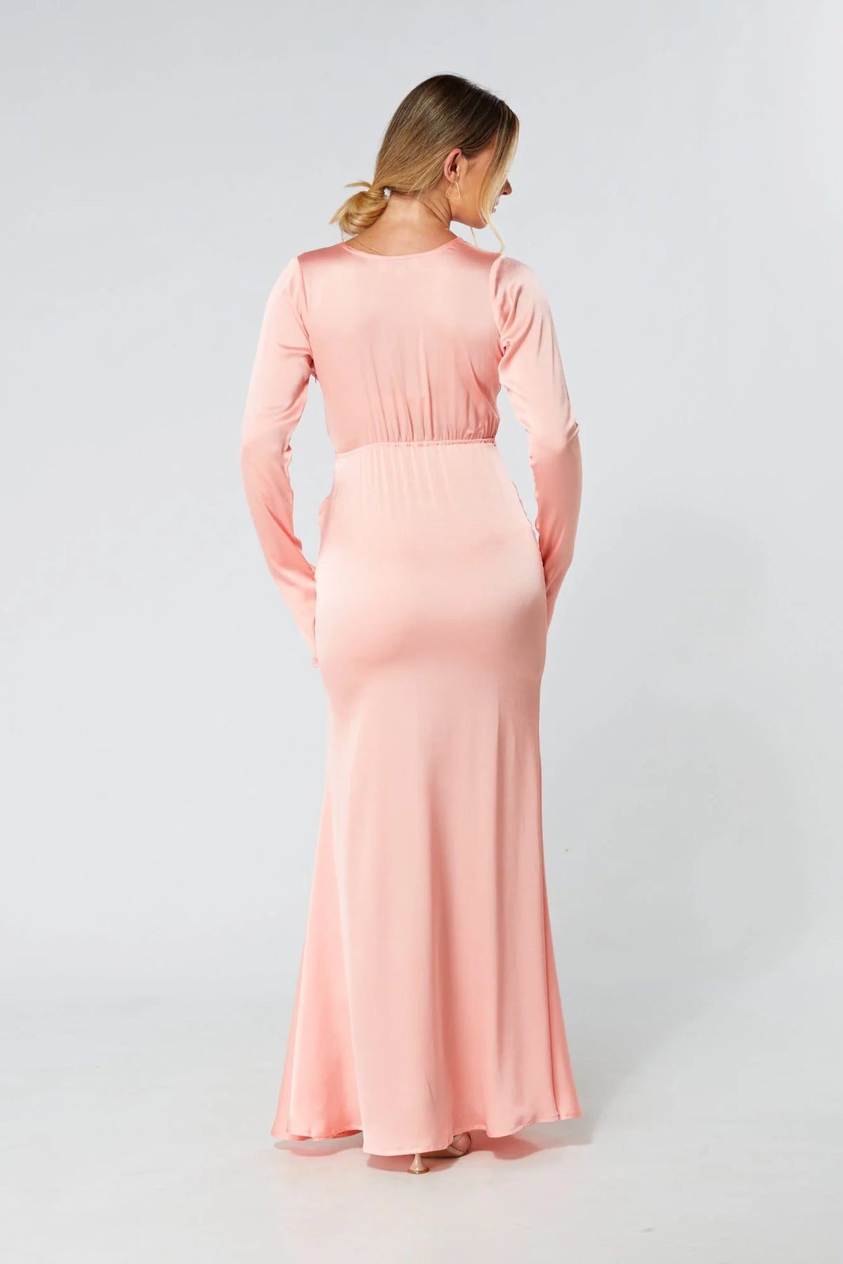 Alessandra Blush Satin Crepe Maxi Dress