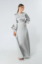 Lila Silver Knotted Front Maxi Dress