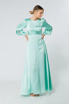 Lila Aqua Knotted Front Crepe Maxi Dress