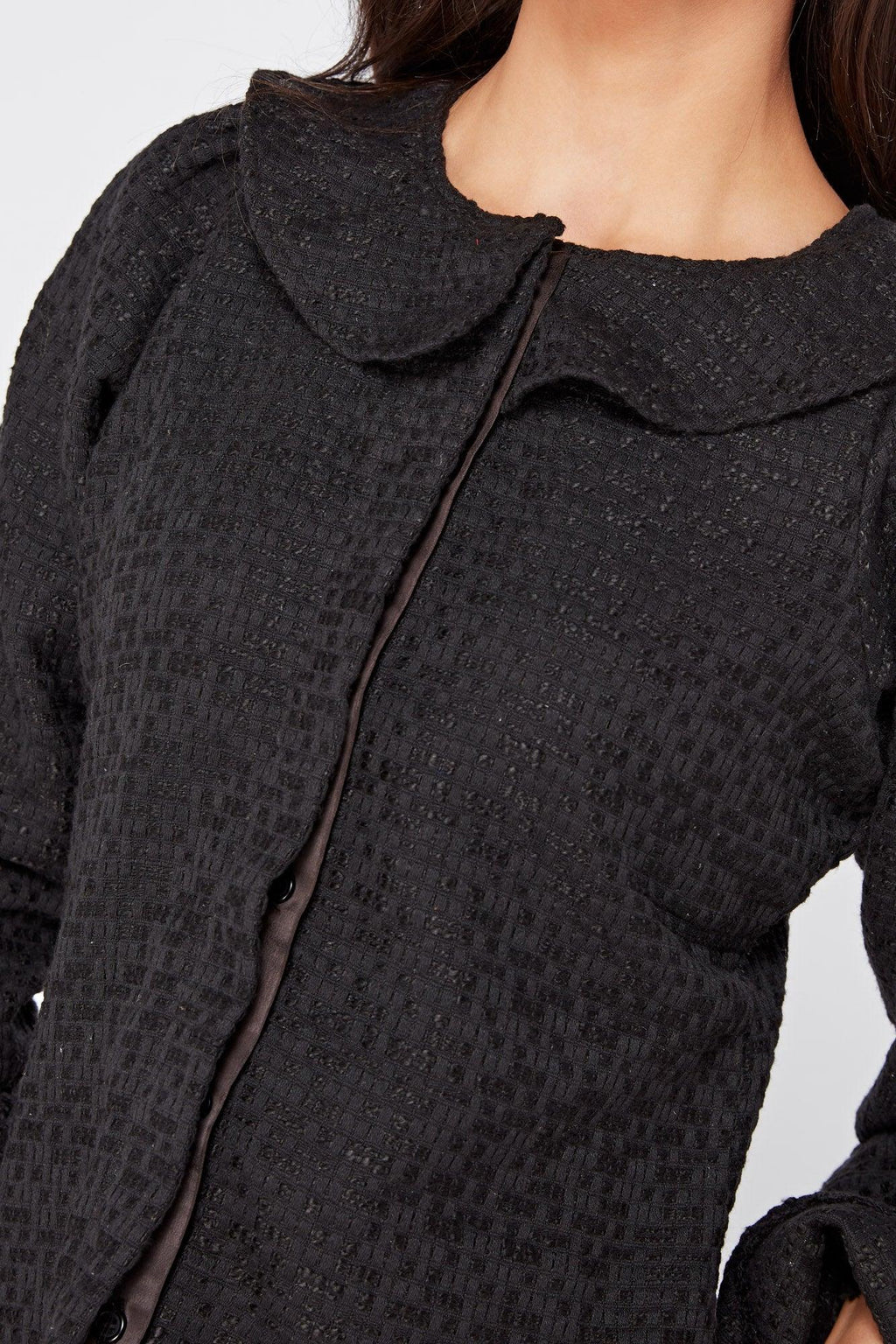 Arabella Black Top With Oversized Collar