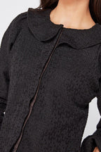 Arabella Black Top With Oversized Collar